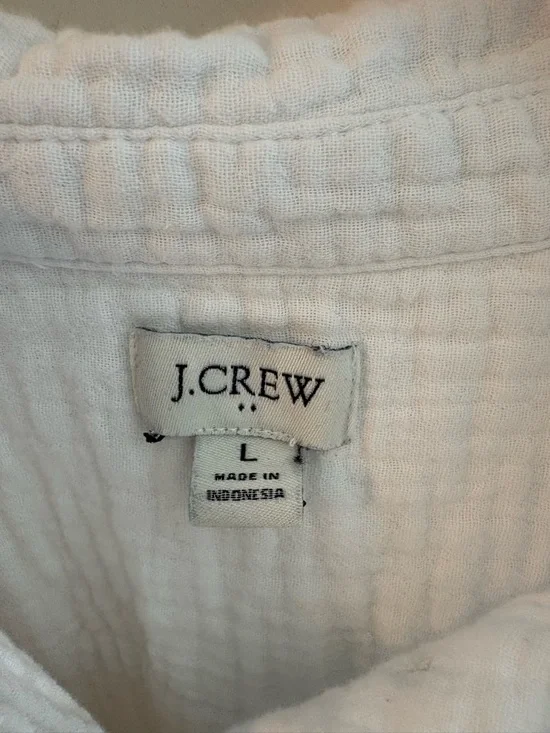 J. Crew White Cotton Gauze Button-Down Shirt with Chest Pocket - Picture 3 of 3